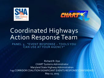 Coordinated Highways  Action Response Team  PANEL 3:  EVENT RESPONSE  TOOLS YOU  CAN USE AT