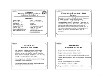 DakotaLink Program - Dave  Assistive Technology Program for  Scherer  the State of South Dakota