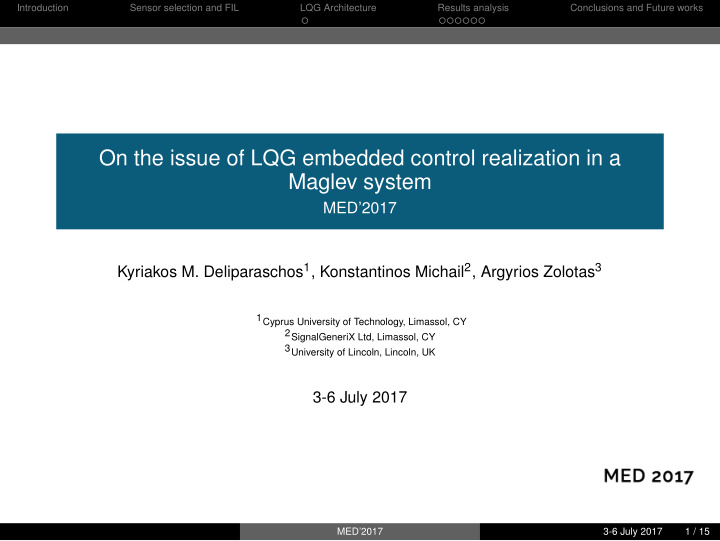 on the issue of lqg embedded control realization in a