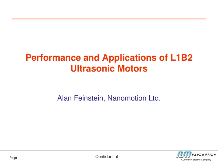 alan feinstein nanomotion ltd confidential page 1