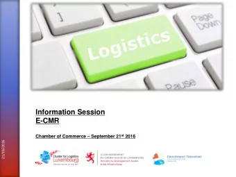 E-CMR Chamber of Commerce  September 21 st 2016  21/10/2016  1  14:00-16:30    Introduction