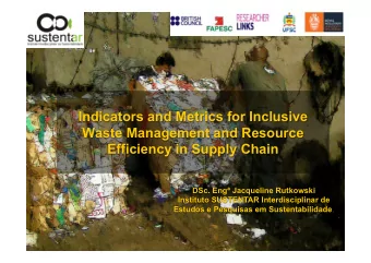 Indicators and Metrics for Inclusive  Waste Management and Resource  Efficiency in Supply Chain