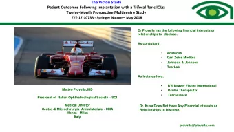 Patient Outcomes Following Implantation with a Trifocal Toric IOLs:  Twelve-Month Prospective