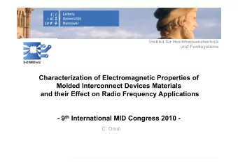 Characterization of Electromagnetic Properties of  Molded Interconnect Devices Materials  M ld d I
