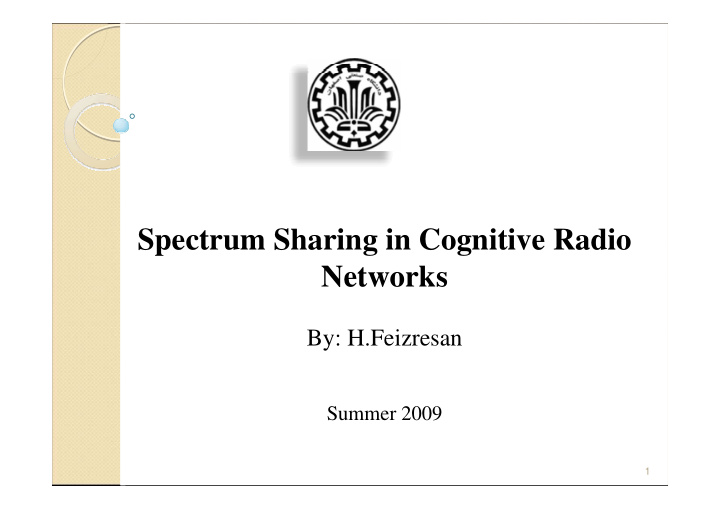 spectrum sharing in cognitive radio networks