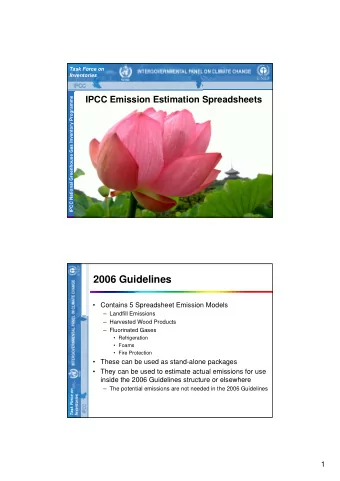 2006 Guidelines   Contains 5 Spreadsheet Emission Models   Landfill Emissions   Harvested