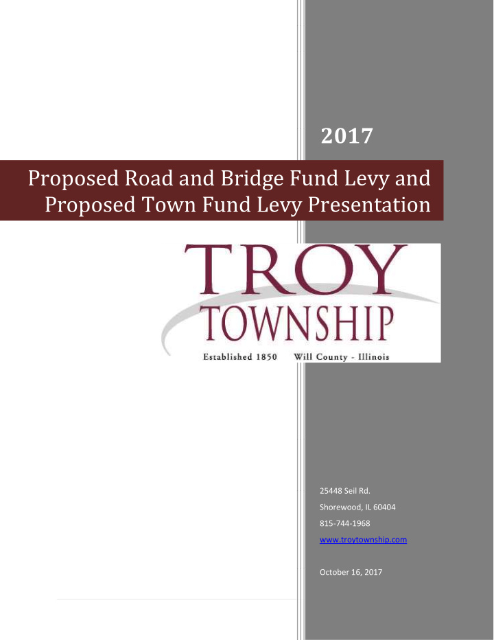 proposed town fund levy presentation