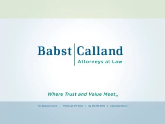 A Solid Waste Management Perspective  September 17, 2015  Colleen Grace Donofrio  Babst Calland,