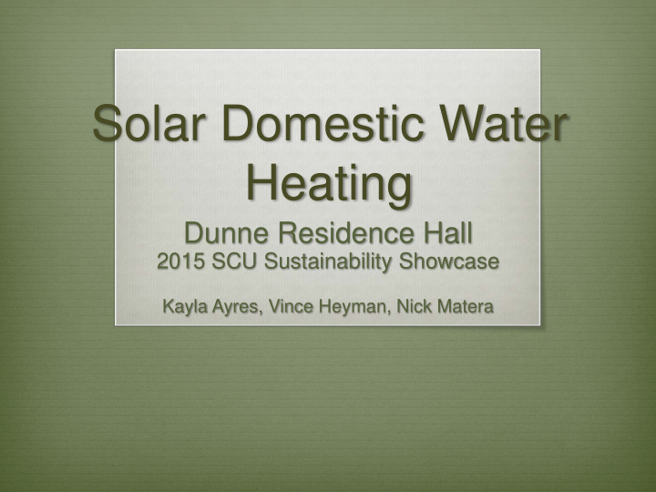 solar domestic water heating