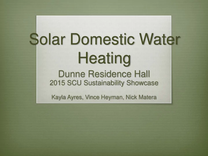 solar domestic water heating