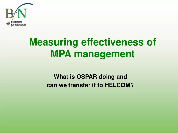 measuring effectiveness of mpa management