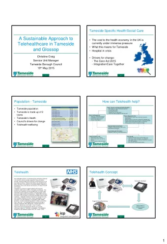 A Sustainable Approach to  The cost to the health economy in the UK is  Telehealthcare in