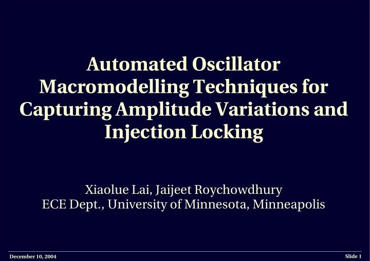 automated oscillator macromodelling techniques for