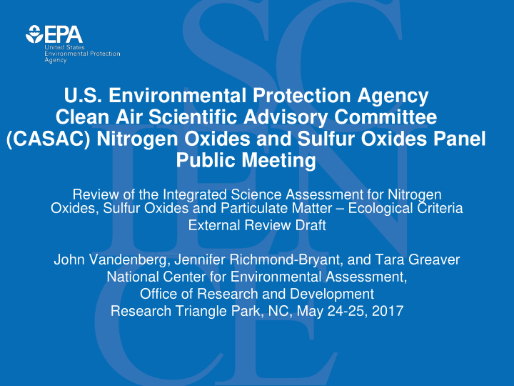 u s environmental protection agency clean air scientific