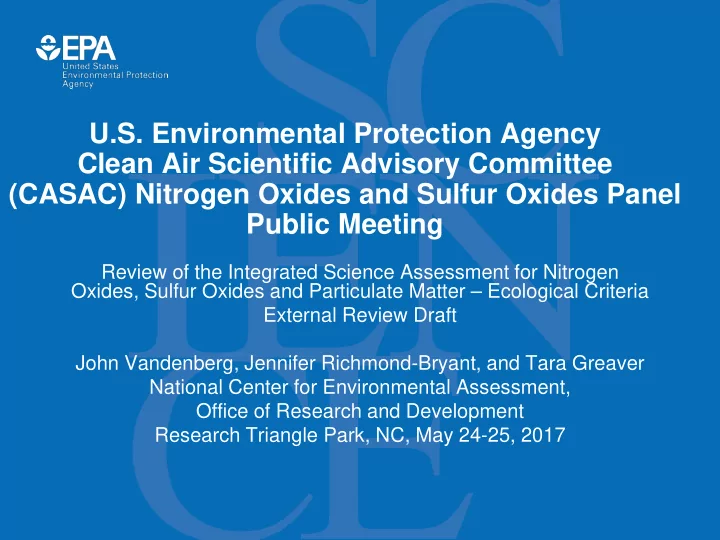 u s environmental protection agency clean air scientific