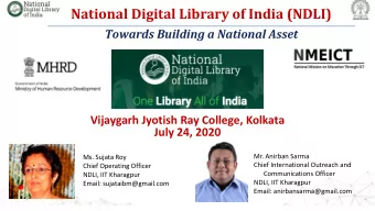 National Digital Library of India (NDLI)  Towards Building a National Asset  Vijaygarh Jyotish Ray