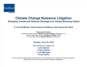 Climate Change Nuisance Litigation  Emerging Trends and Defense Strategies for Global Warming