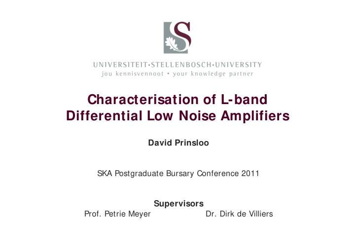 characterisation of l band differential low noise
