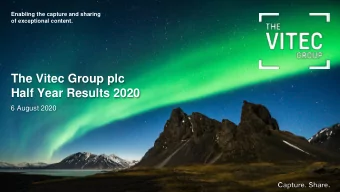 The Vitec Group plc  Half Year Results 2020  6 August 2020  Important notice  Forward-looking