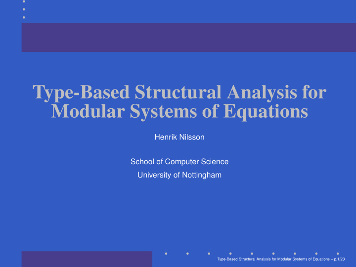 type based structural analysis for modular systems of