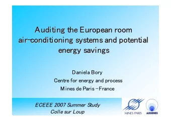 Auditing the European room  Auditing the European room  air-  conditioning systems and potential