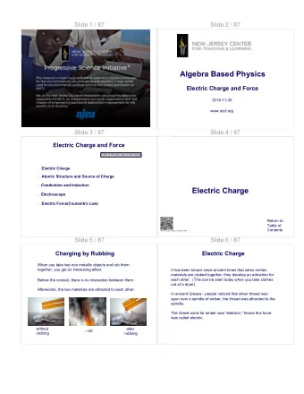 Algebra Based Physics  Electric Charge and Force  2015-11-30  www.njctl.org  Slide 3 / 87  Slide 4