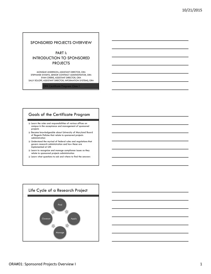 goals of the certificate program