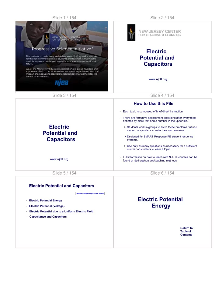 electric potential and capacitors