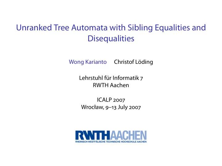 unranked tree automata with sibling equalities and