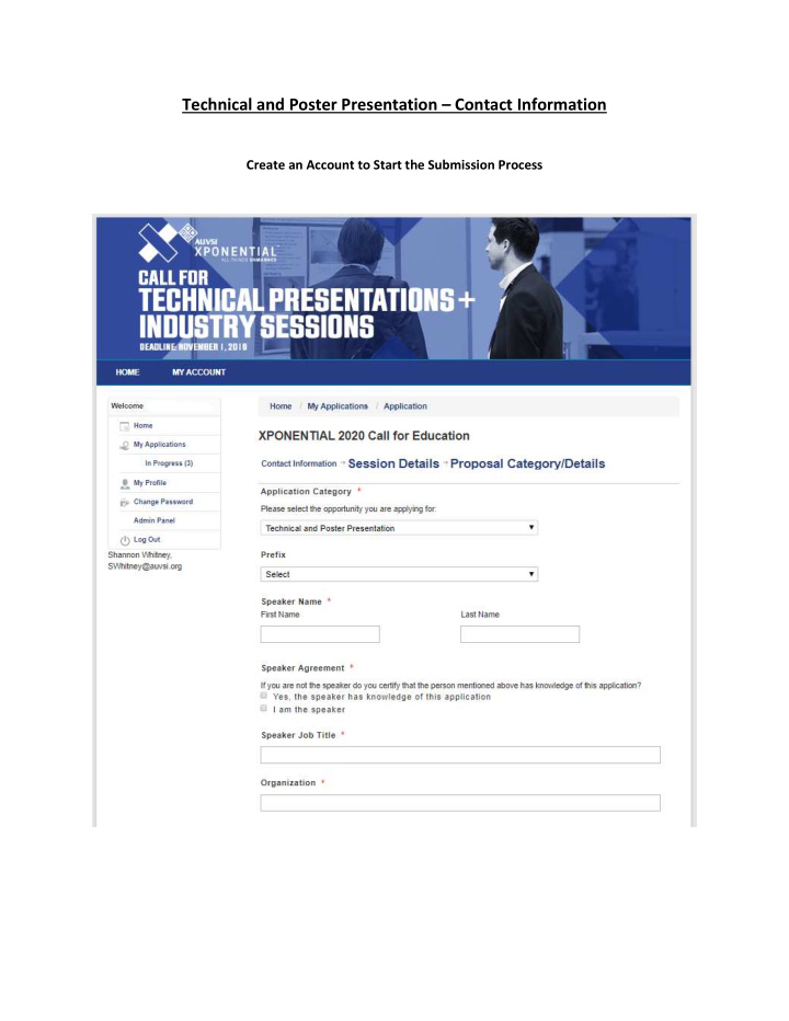 technical and poster presentation contact information