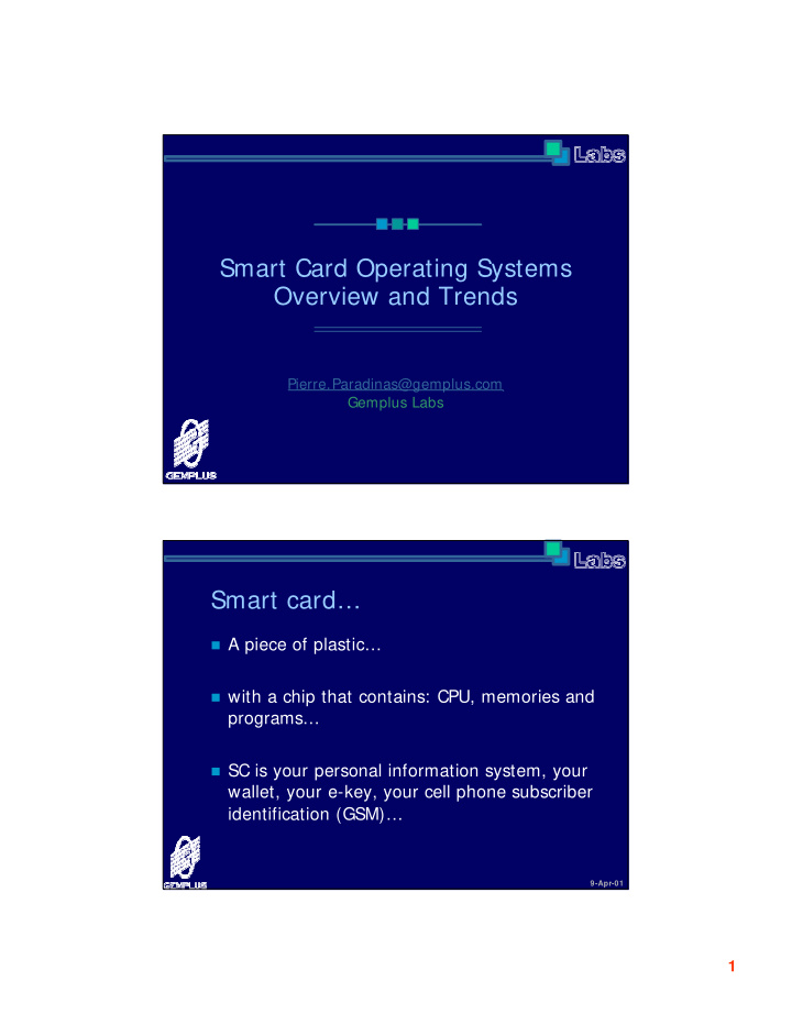 smart card operating systems overview and trends