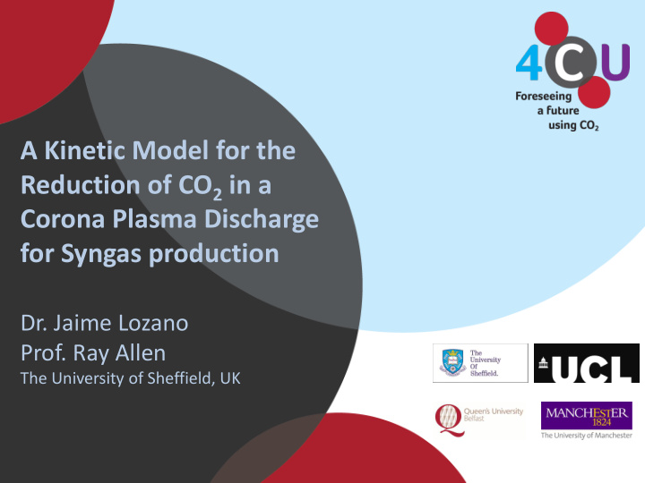 a kinetic model for the reduction of co 2 in a corona