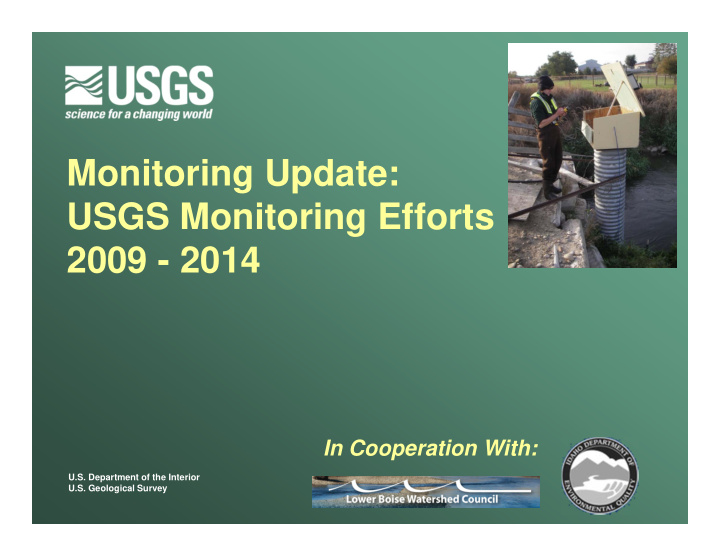 monitoring update usgs monitoring efforts 2009 2014