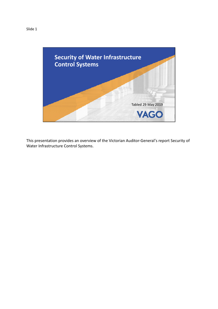 security of water infrastructure control systems