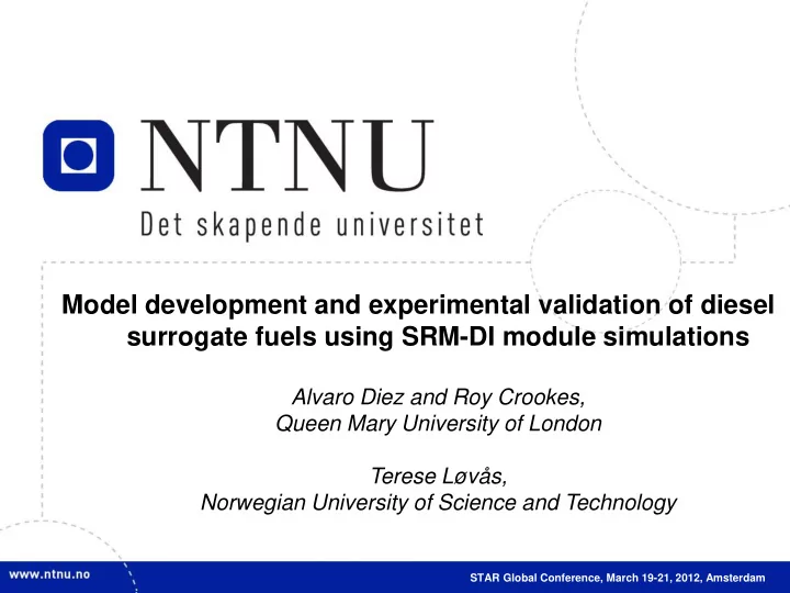 model development and experimental validation of diesel