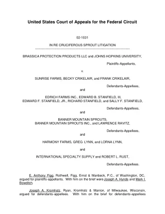 United States Court of Appeals for the Federal Circuit  02-1031  IN RE CRUCIFEROUS SPROUT