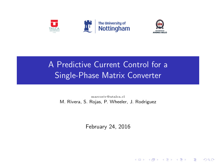 a predictive current control for a single phase matrix