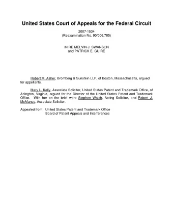 United States Court of Appeals for the Federal Circuit  2007-1534  (Reexamination No. 90/006,785)