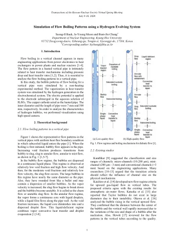 Simulation of Flow Boiling Patterns using a Hydrogen Evolving System Seong-Il Baek, Je-Young Moon