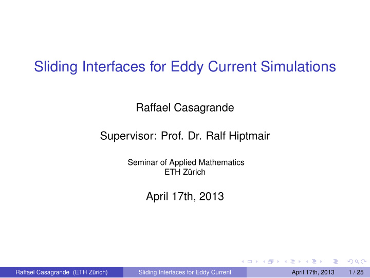 sliding interfaces for eddy current simulations