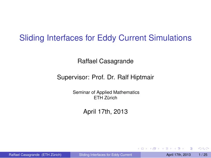 sliding interfaces for eddy current simulations