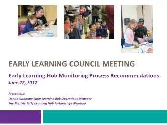 EARLY LEARNING COUNCIL MEETING  Early Learning Hub Monitoring Process Recommendations  June 22,