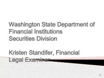 Washington State Depart  ashington State Department of  ment of  Financial Inst  Financial