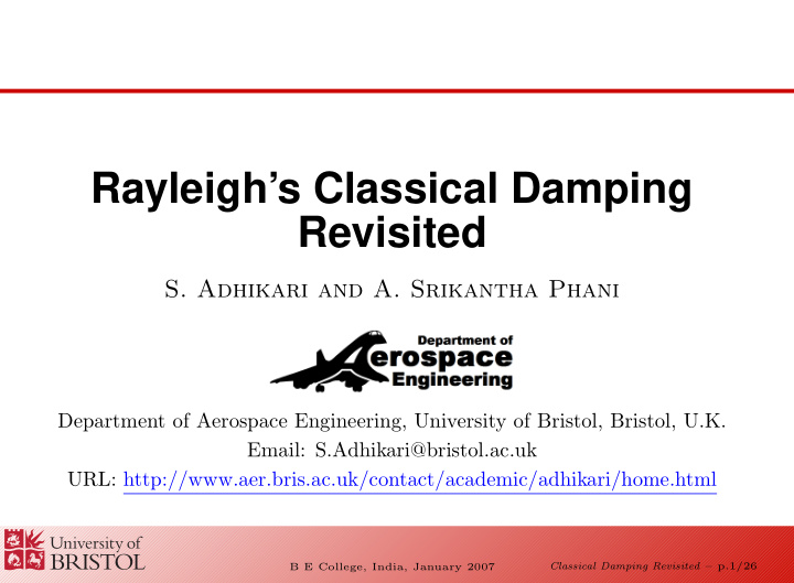 rayleigh s classical damping revisited