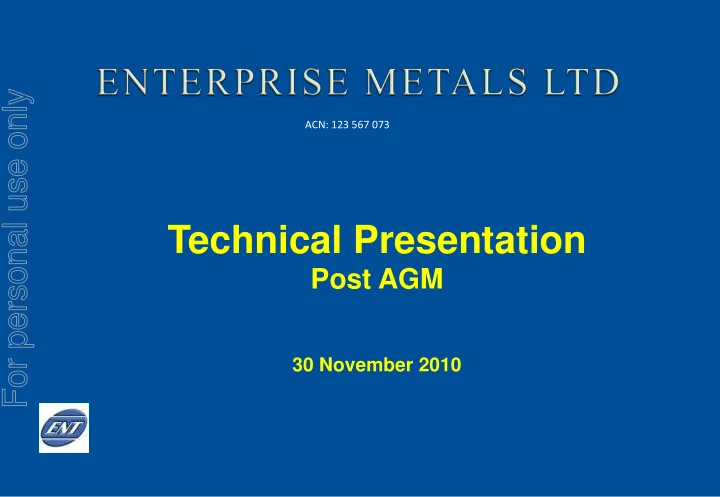 technical presentation