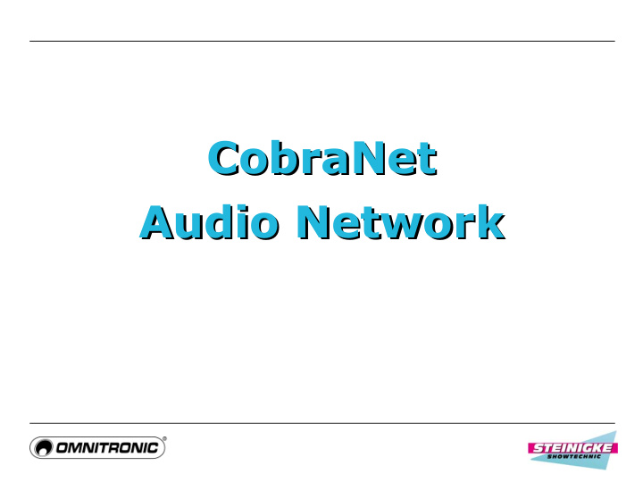 cobranet cobranet audio network audio network