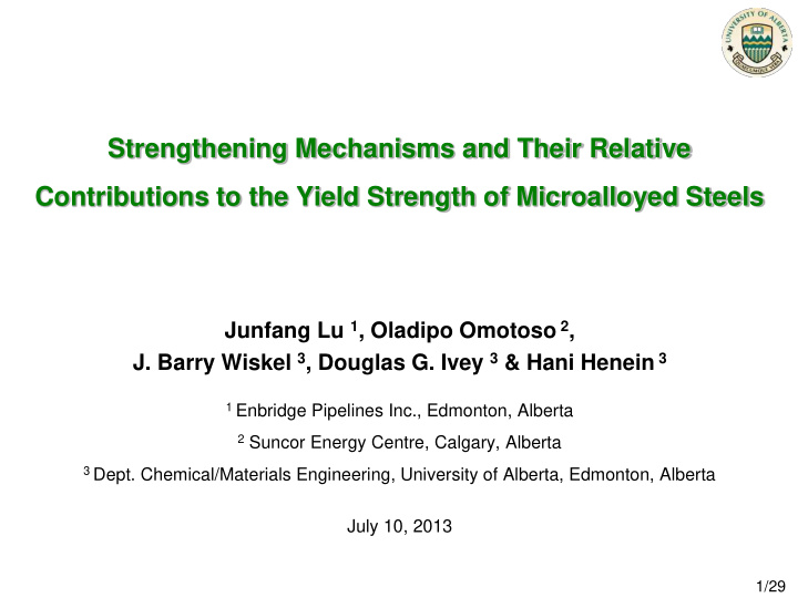 strengthening mechanisms and their relative contributions