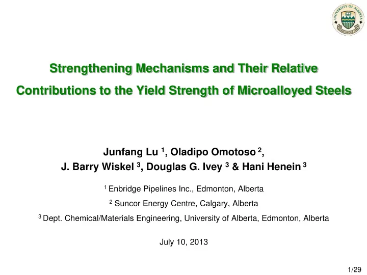 strengthening mechanisms and their relative contributions