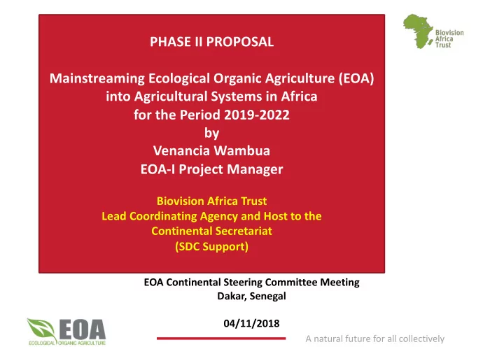 phase ii proposal mainstreaming ecological organic