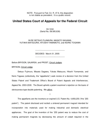 United States Court of Appeals for the Federal Circuit  04-1244  (Serial No. 08/395,638)  IN RE